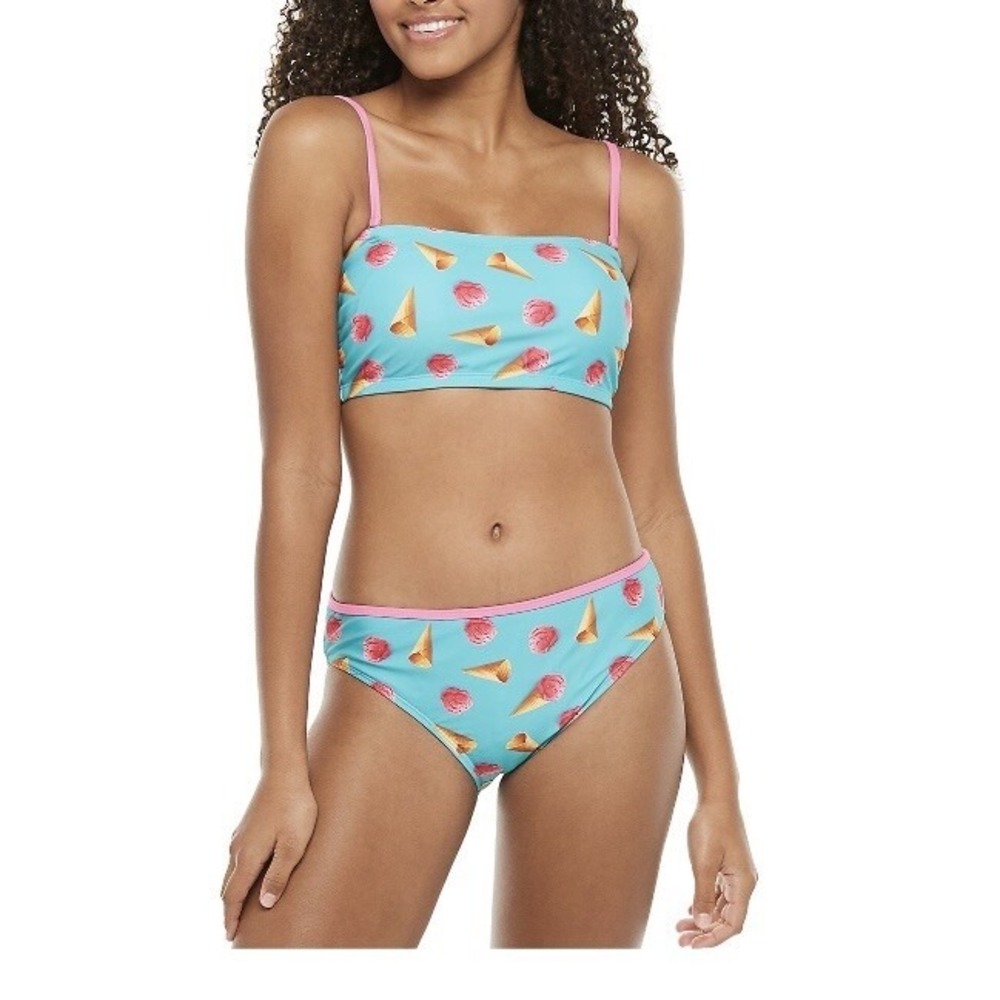 Undercurrent Juniors Print 2 Piece Convertible Bandeau Bikini Set XL New Sweet